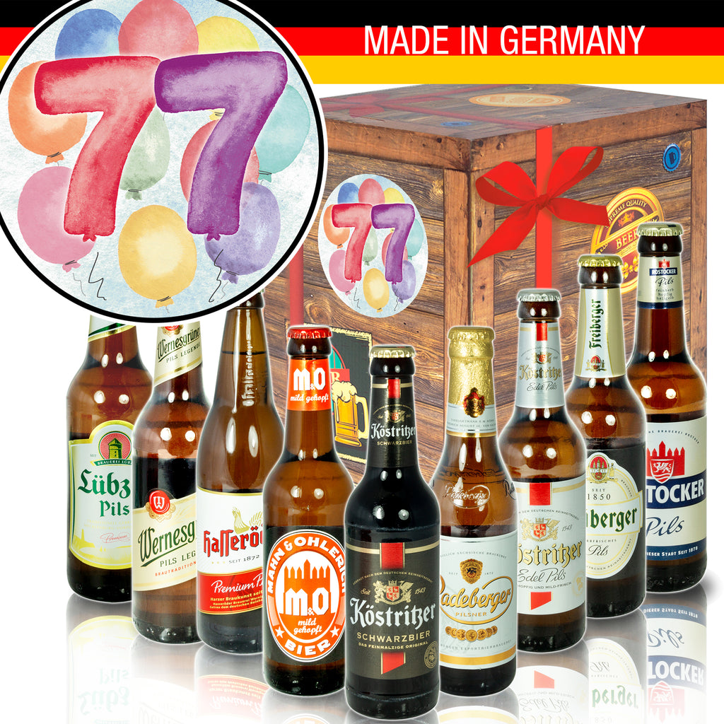 Geburtstag 77 | 9 Biersorten Biere Ostdeutsch | Geschenkset