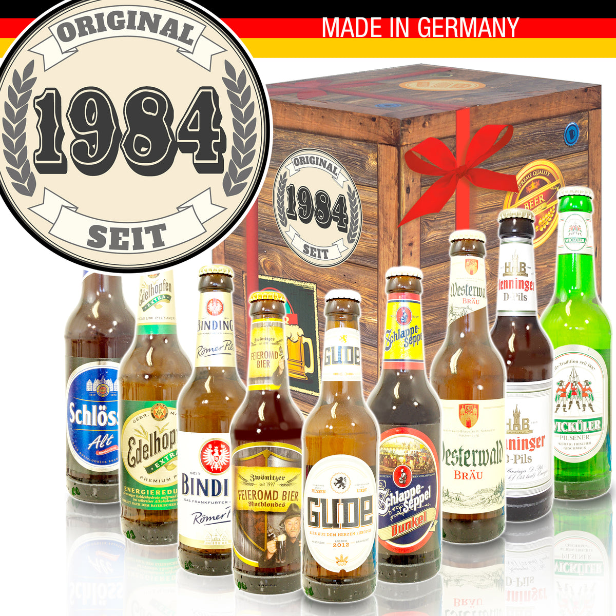 Original seit 1984 | 9 Flaschen Bier Deutschlandreise | Geschenk Set