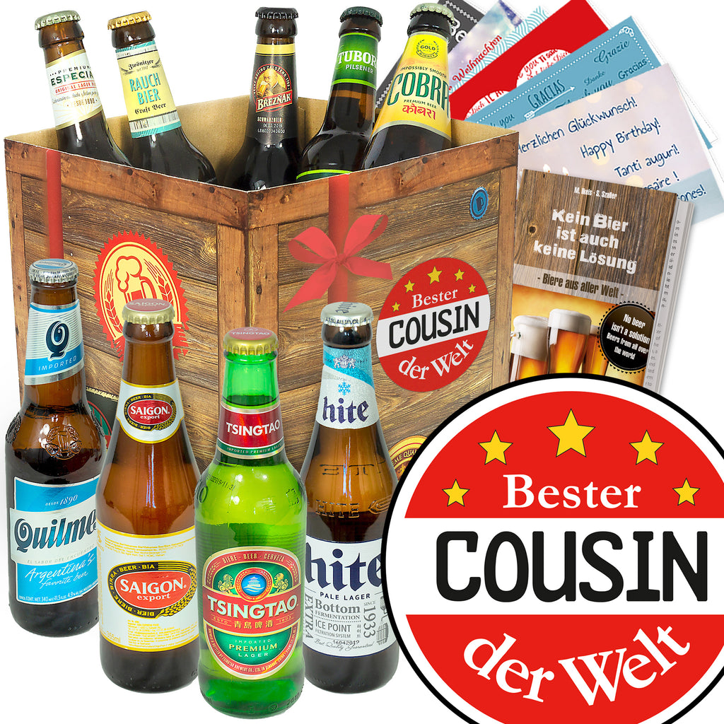 Bester Cousin | 9 Biersorten Bier aus aller Welt | Geschenk Box