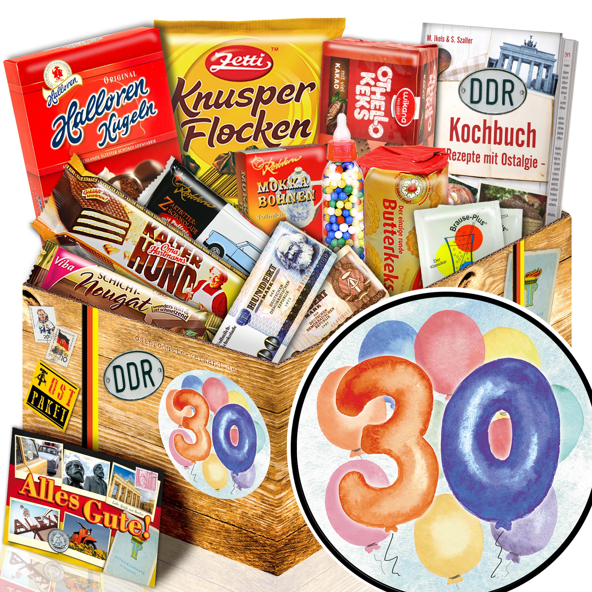 Zum 30. Geburtstag - Süßigkeiten Set DDR L - monatsgeschenke.de