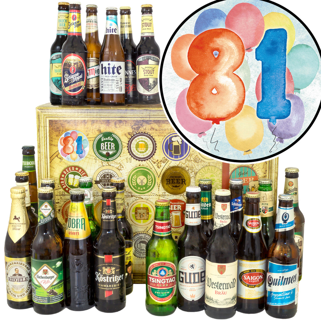 Geburtstag 81 | 24 Biersorten Bier International und Deutschland | Probierpaket