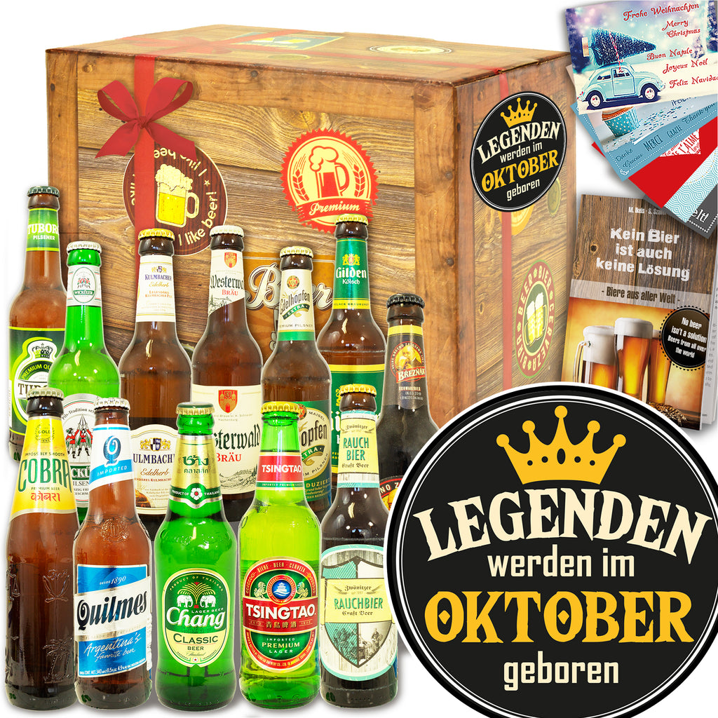 Legende Oktober | 12 Flaschen Bier Deutschland und Welt | Geschenkset