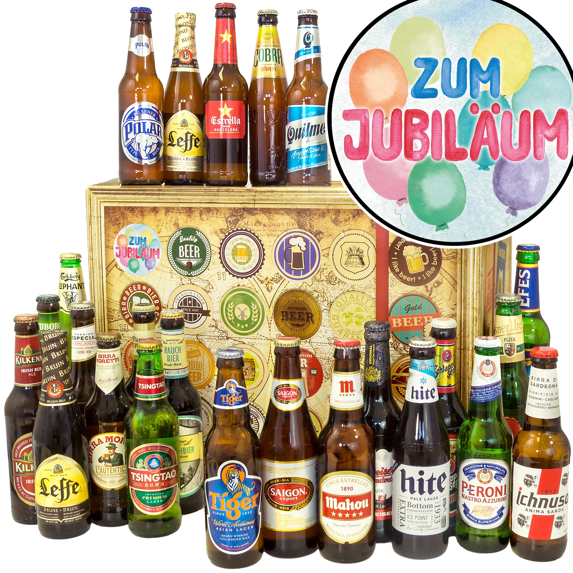 Zum Jubiläum | 24 Länder Bier International | Biertasting - monatsgeschenke.de