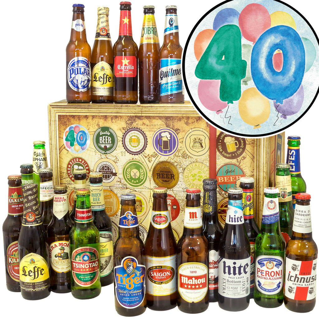 40. Geburtstag | 24x Biere der Welt Exoten | Geschenkbox