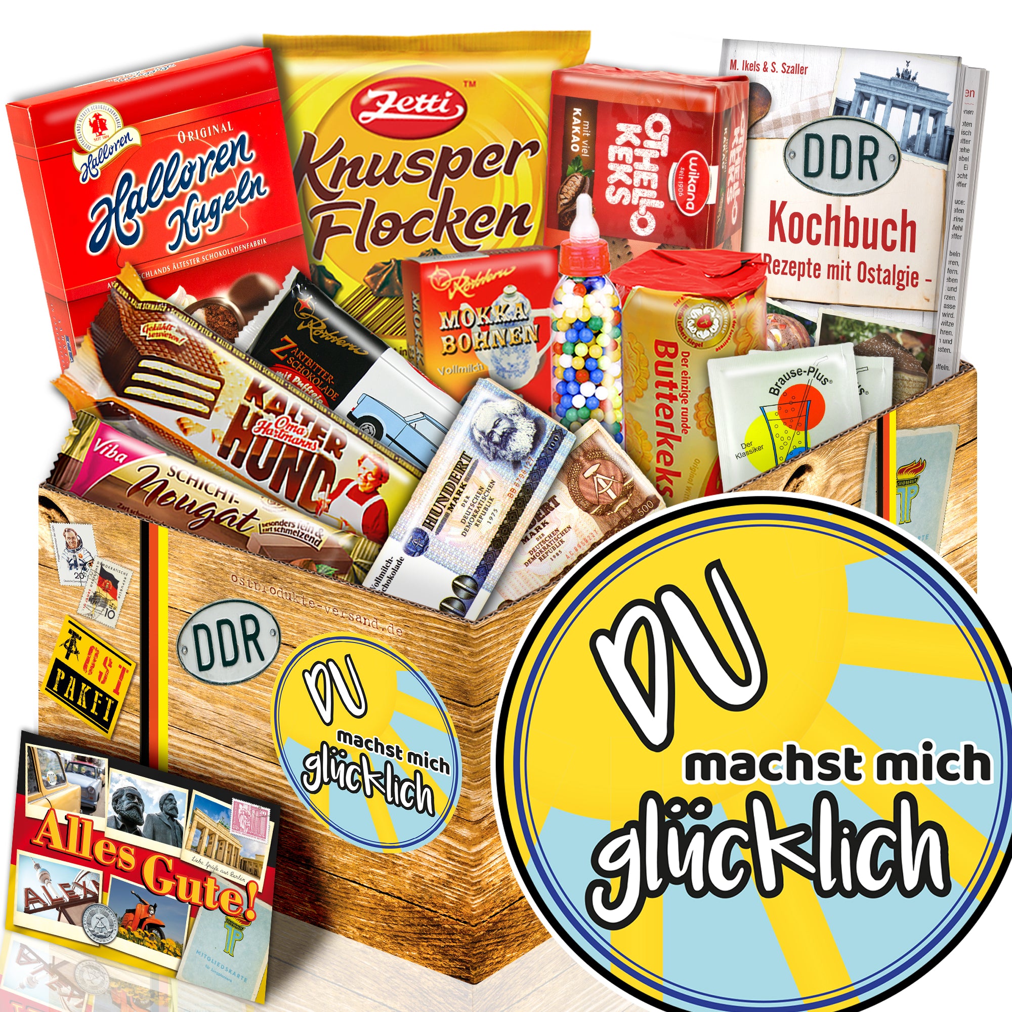 Du machst mich glücklich - Süßigkeiten Set DDR L - monatsgeschenke.de