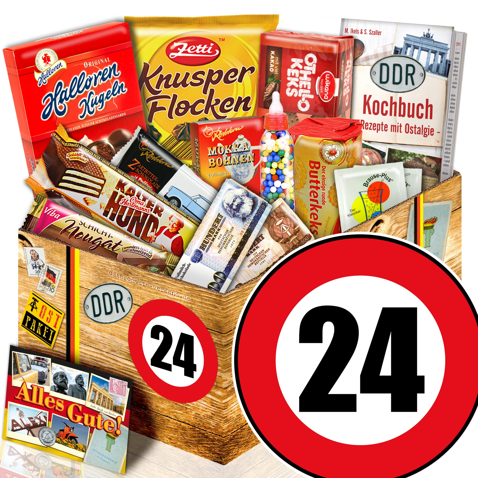 Zahl 24 - Süßigkeiten Set DDR L - monatsgeschenke.de