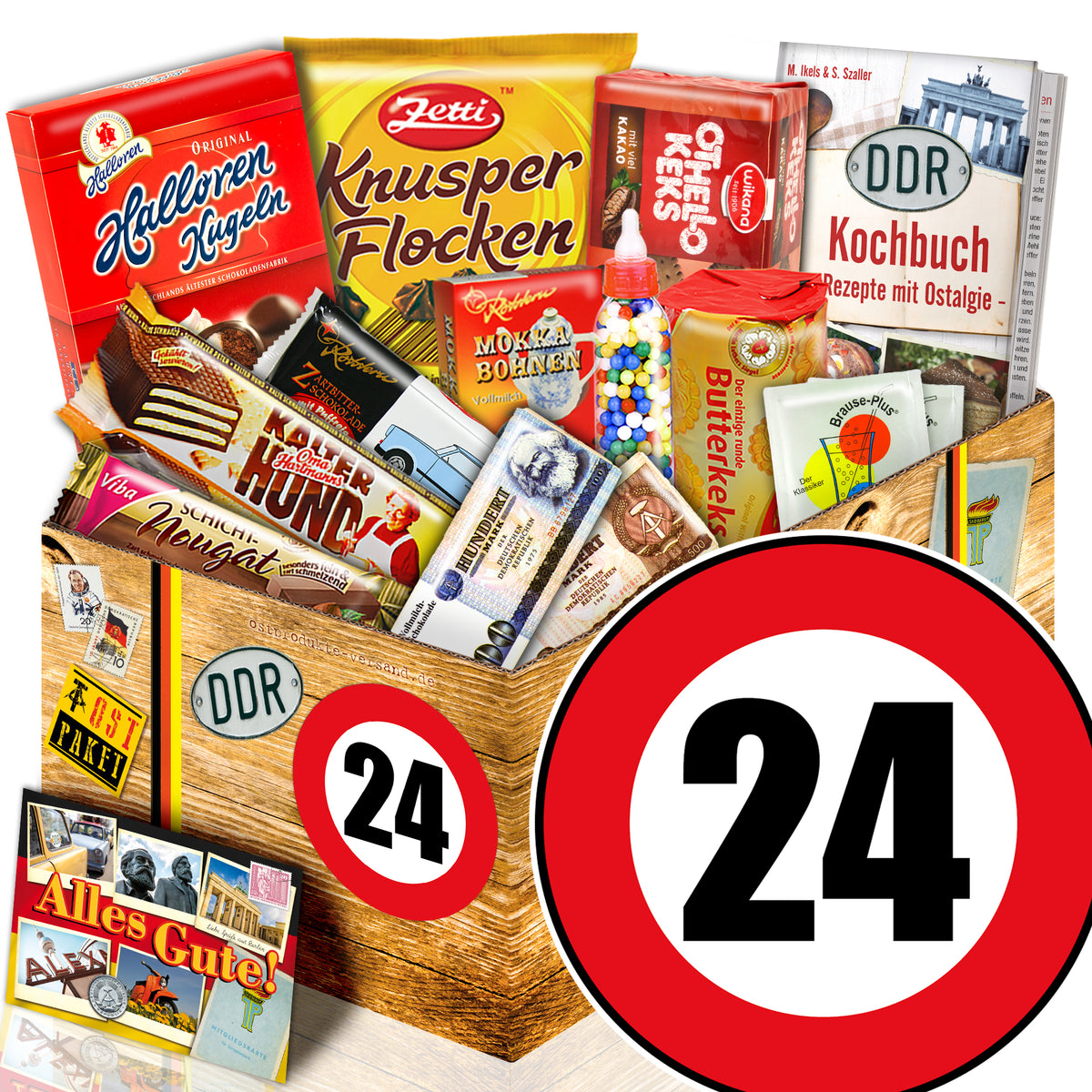 Zahl 24 - Süßigkeiten Set DDR L - monatsgeschenke.de