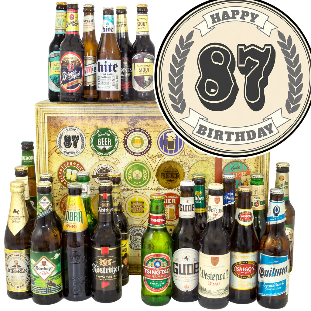Geburtstag 87 | 24x Bier aus Welt und Deutschland | Box