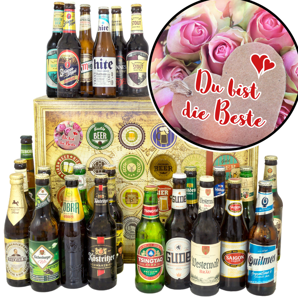 Du bist die Beste | 24 Spezialitäten Bier International und Deutschland | Geschenk Box