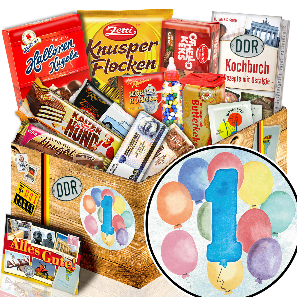 Zahl 1 - Süßigkeiten Set DDR L - monatsgeschenke.de