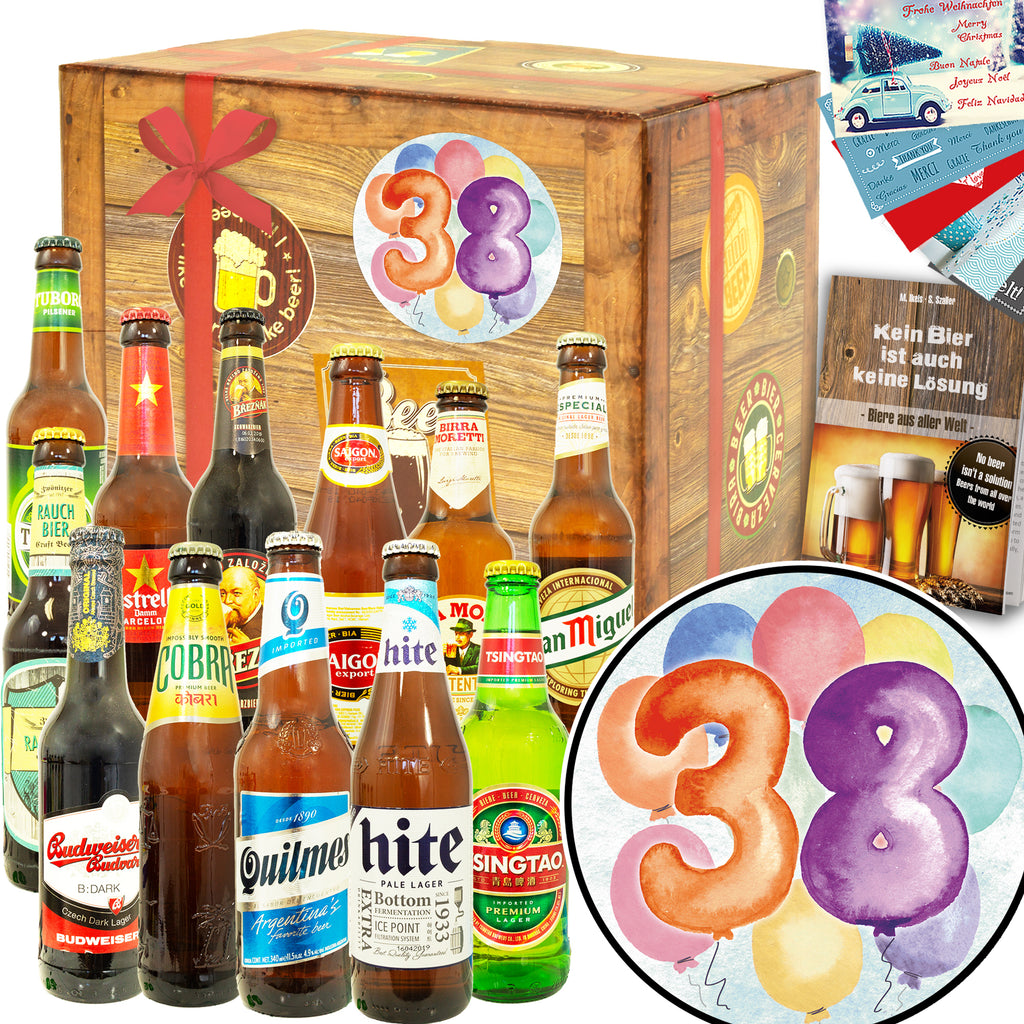 Geburtstag 38 | 12x Biere aus aller Welt | Geschenk Set