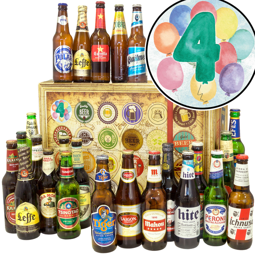 Jahrestag 4 | 24 Biersorten Biere der Welt Exoten | Geschenkbox