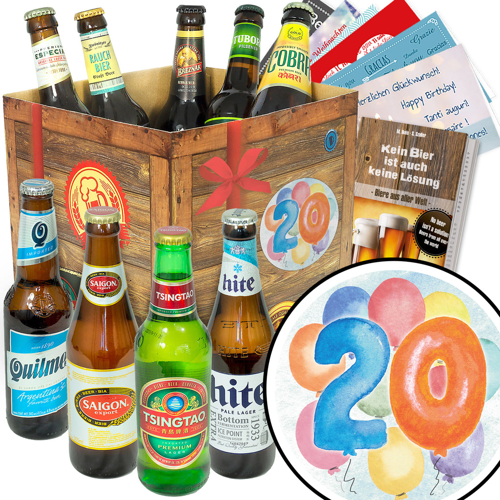 Geburtstag 20 | 9 Länder Bier aus aller Welt | Geschenk Box