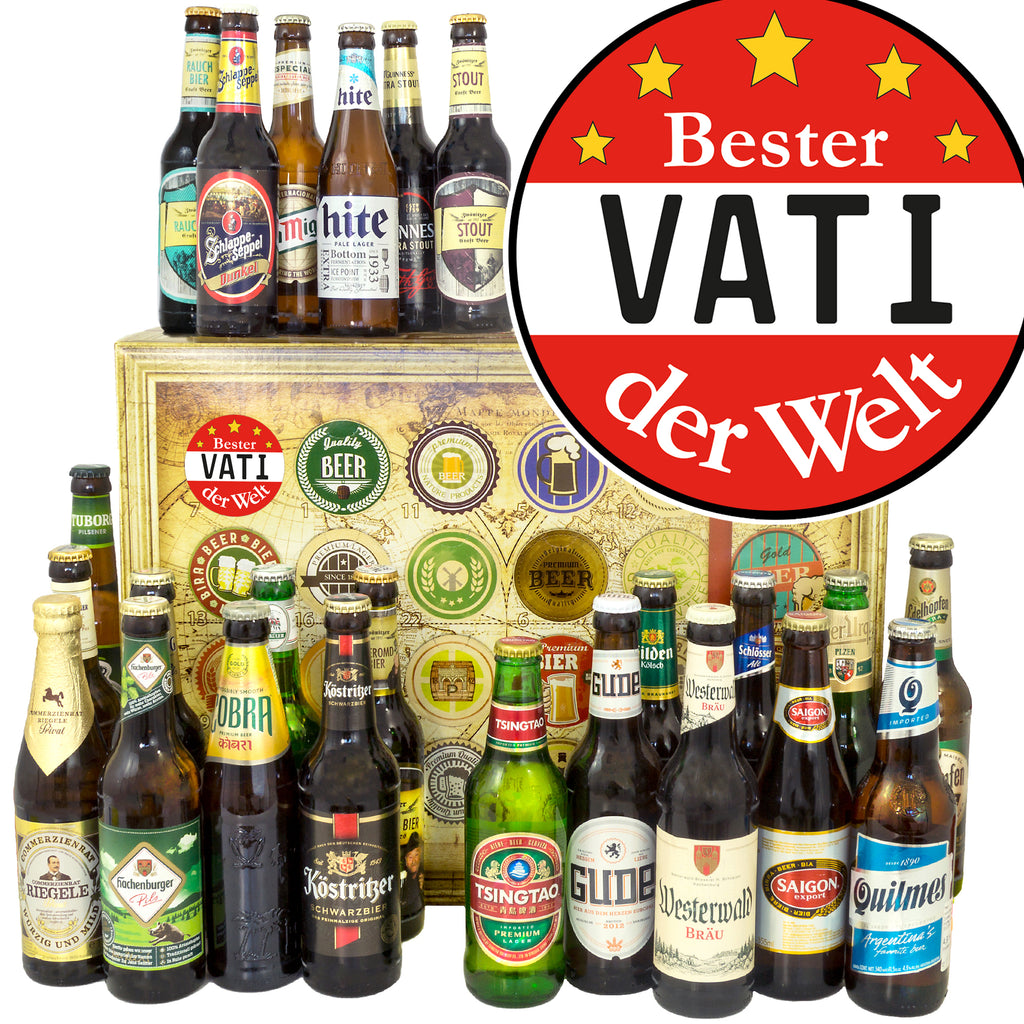 Bester Vati | 24 Flaschen Bier Deutschland und Welt | Bier Geschenk