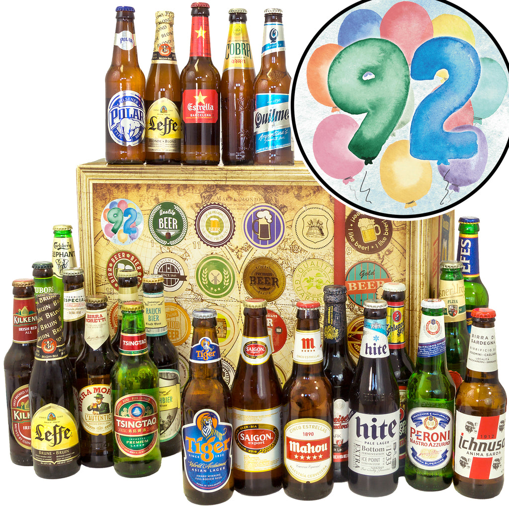Geburtstag 92 | 24 Länder Biere der Welt Exoten | Geschenkkorb