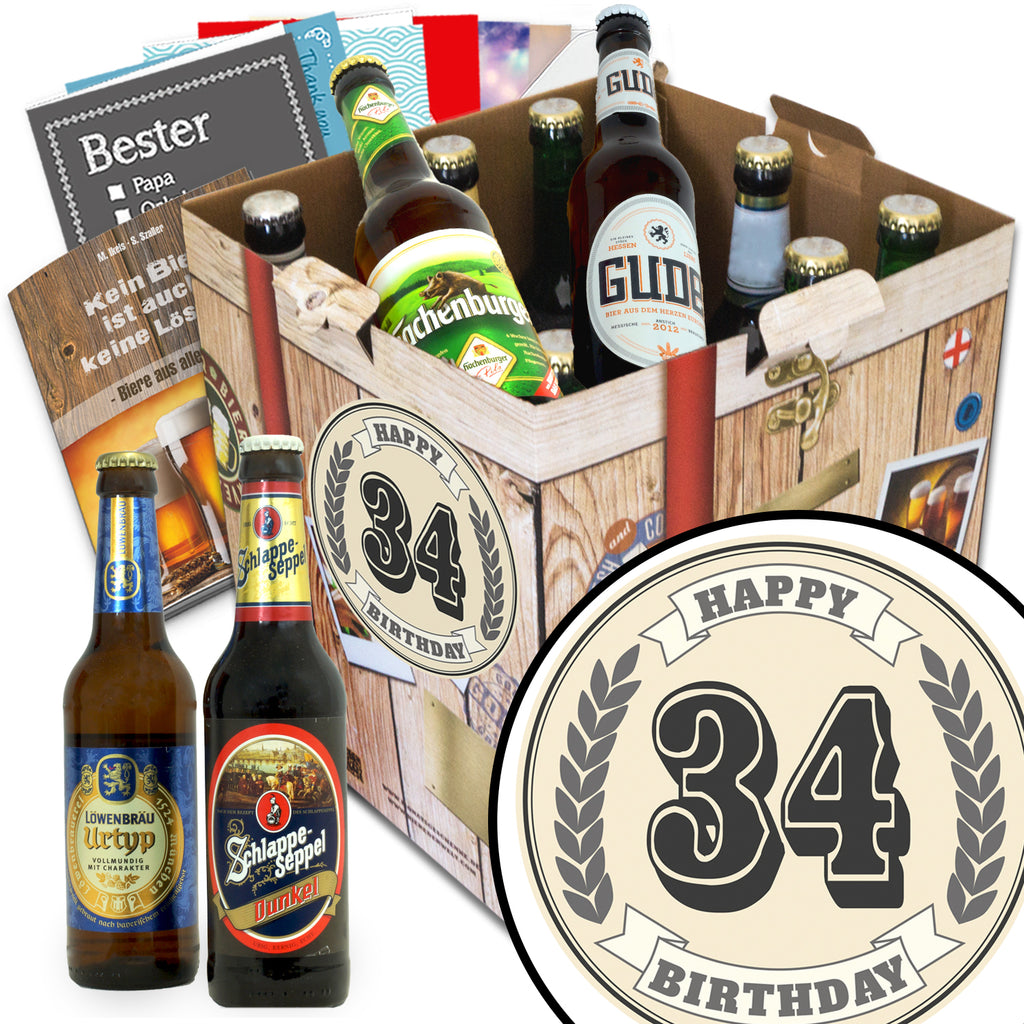 Geburtstag 34 | 9 Flaschen Biere aus Deutschland | Geschenkset