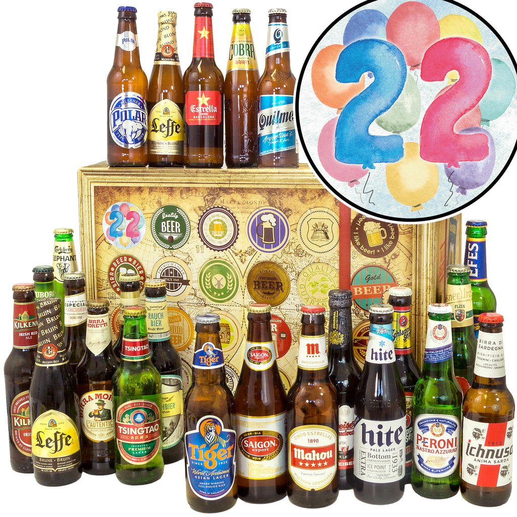 Geburtstag 22 | 24 Spezialitäten Bier aus aller Welt | Bierbox
