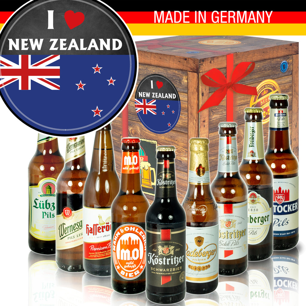 I love New Zealand | 9 Flaschen Biere aus Ostdeutschland | Geschenk Box