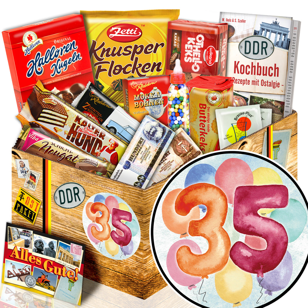 Zahl 35 - Süßigkeiten Set DDR L - monatsgeschenke.de