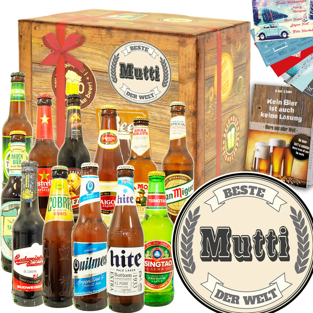 Beste Mutti | 12 Flaschen Biere der Welt Exoten | Geschenkpaket