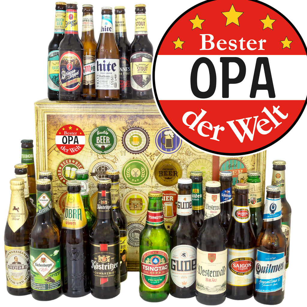 Bester Opa | 24x Biere Welt und Deutschland | Geschenk Set