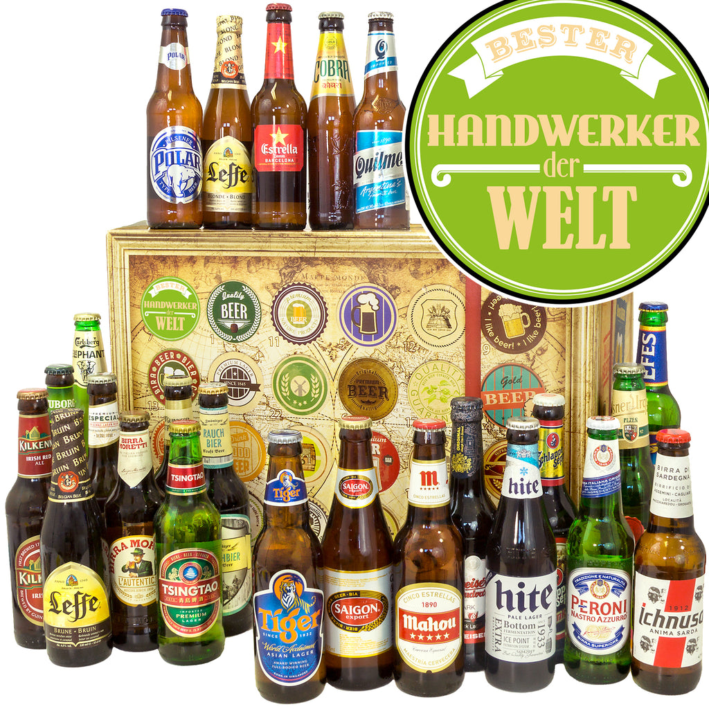Bester Handwerker | 24 Flaschen Bier aus aller Welt | Biergeschenk