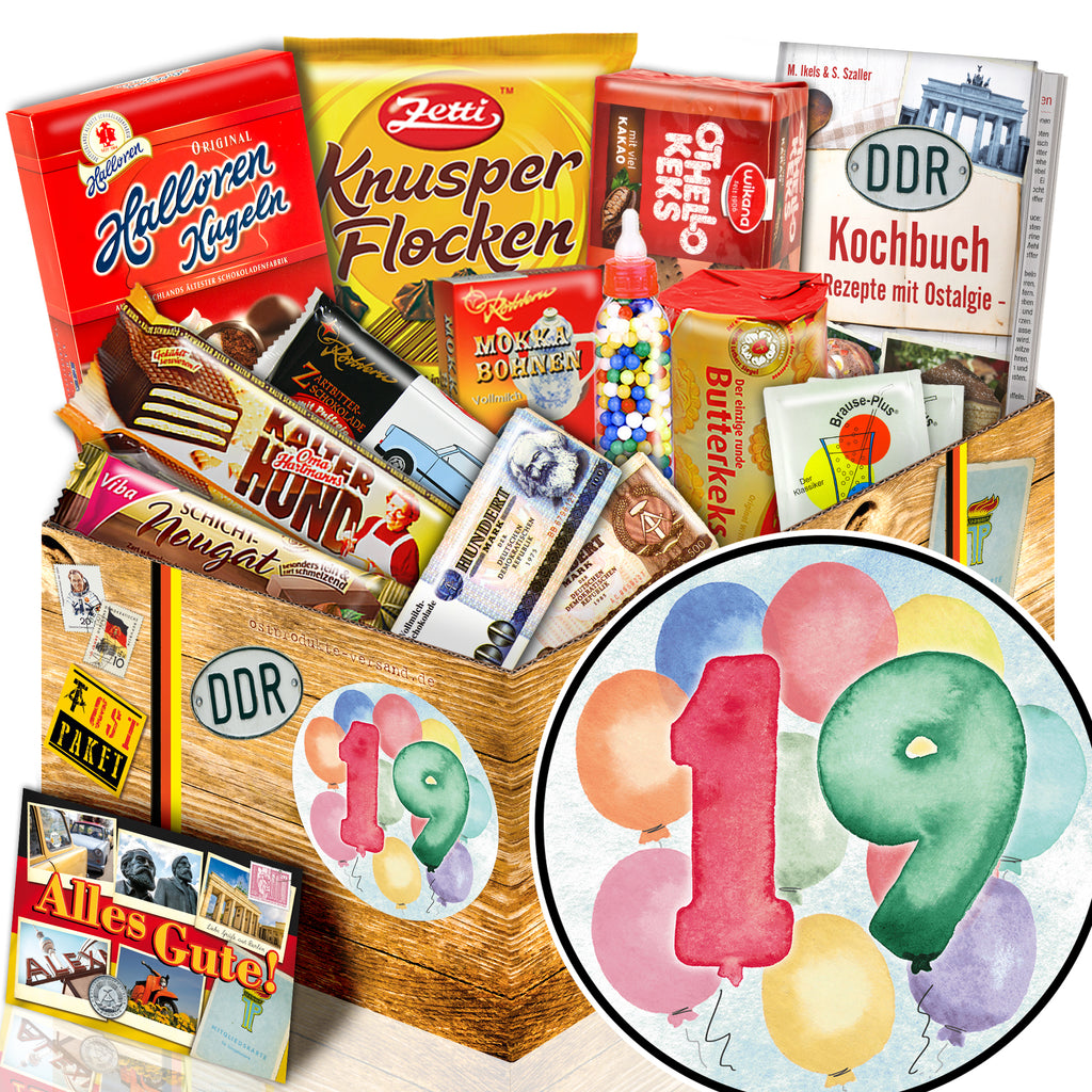 Zahl 19 - Süßigkeiten Set DDR L - monatsgeschenke.de