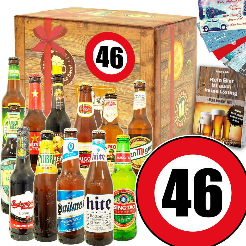 Zahl 46 | 12 Flaschen Biere der Welt Exoten | Geschenkbox