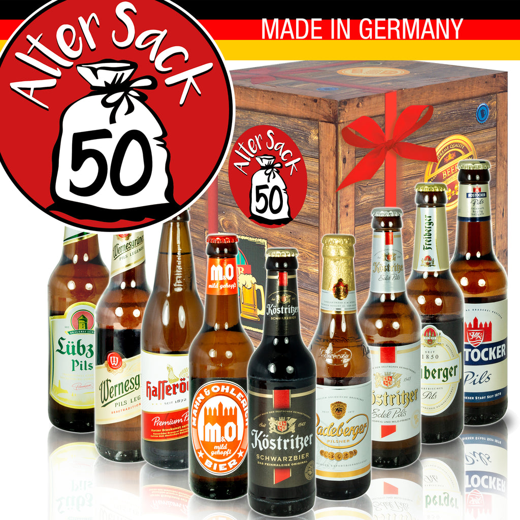 Alter Sack 50 | 9x Bier Biere aus Ostdeutschland | Geschenkbox