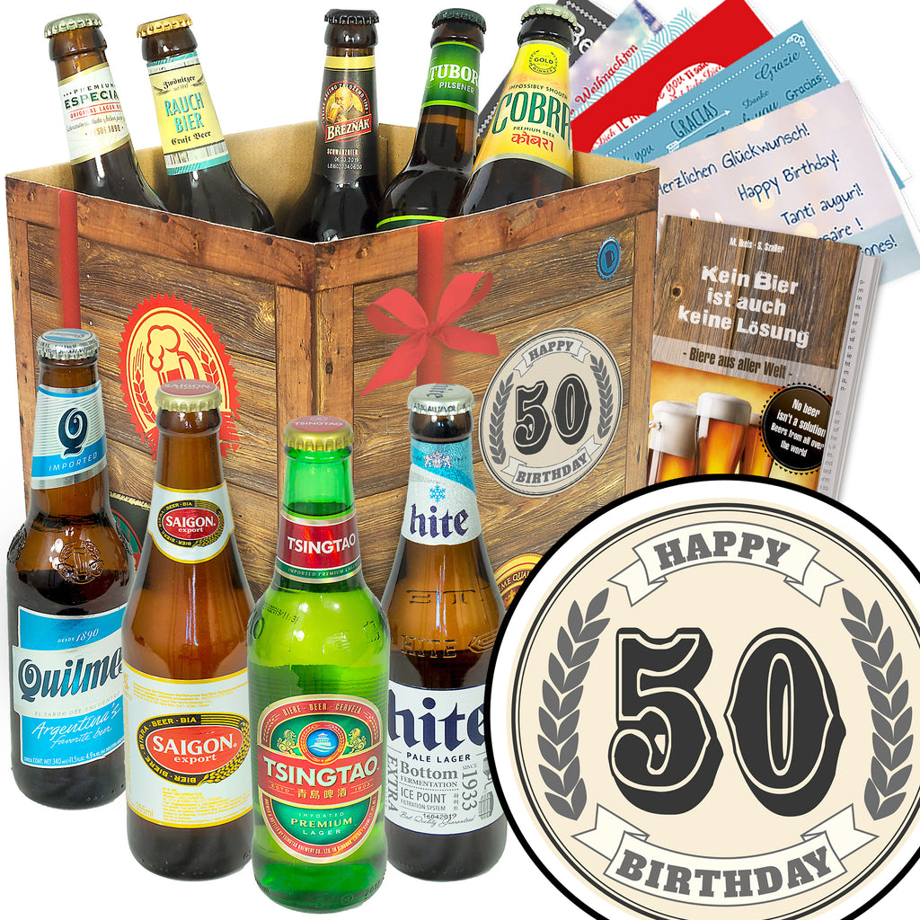 50. Geburtstag | 9 Flaschen Bier International | Biergeschenk