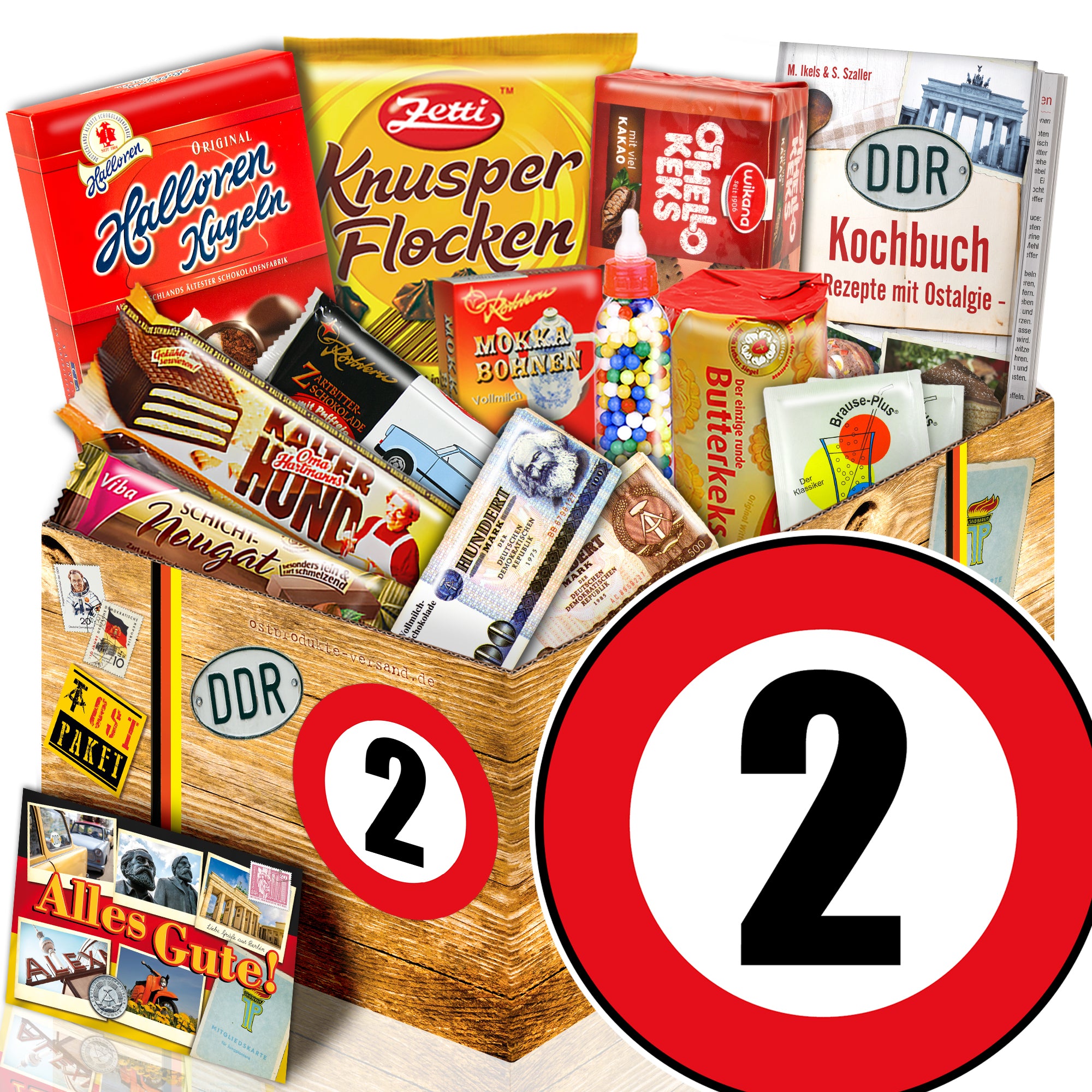 Zahl 2 - Süßigkeiten Set DDR L - monatsgeschenke.de
