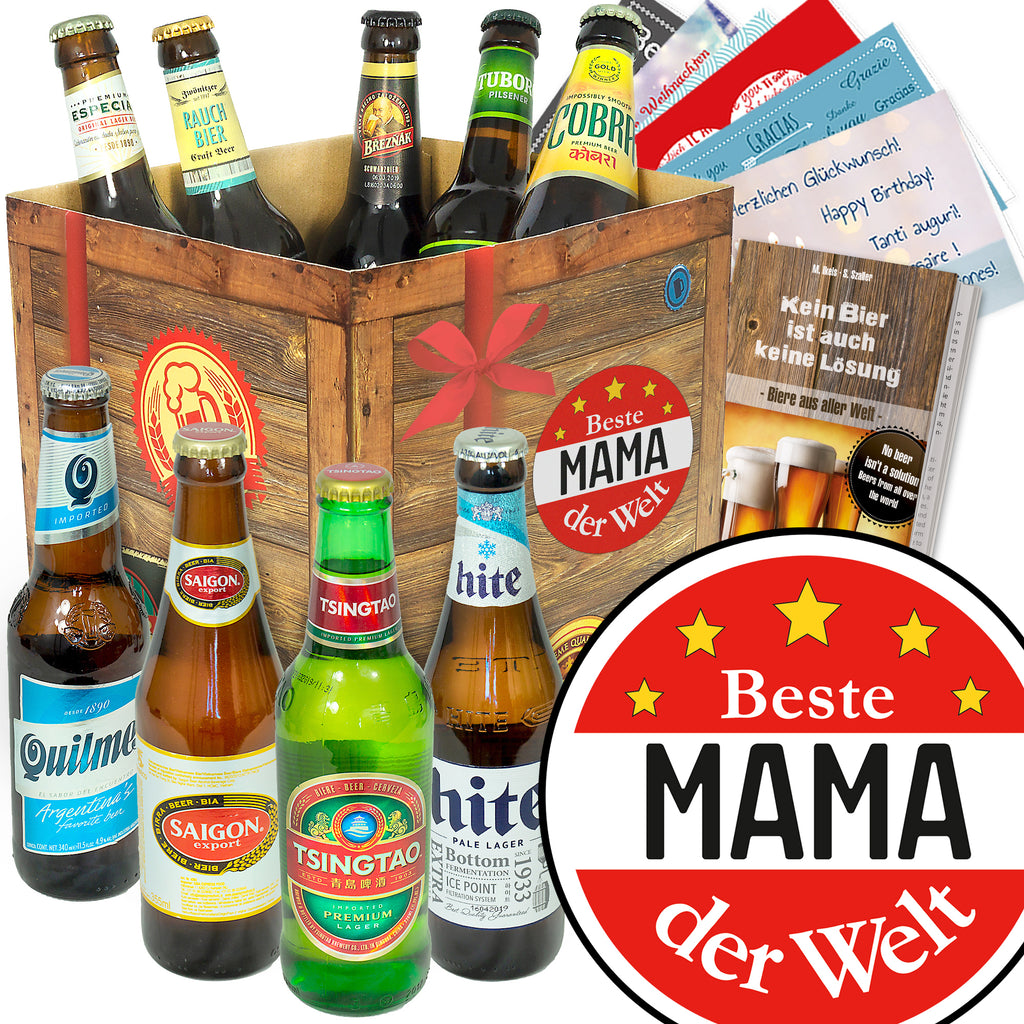 Beste Mama | 9 Biersorten Bier aus aller Welt | Geschenkkorb