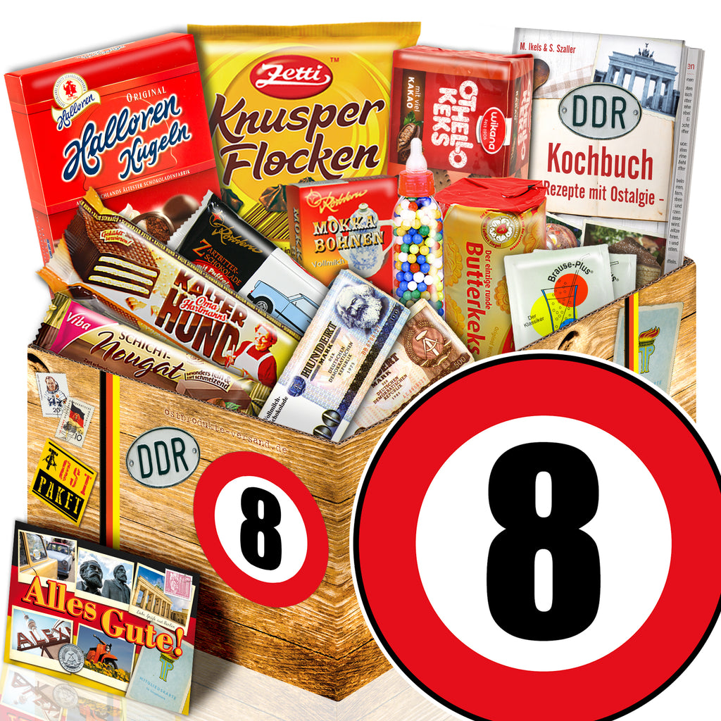 Zahl 8 - Süßigkeiten Set DDR L - monatsgeschenke.de