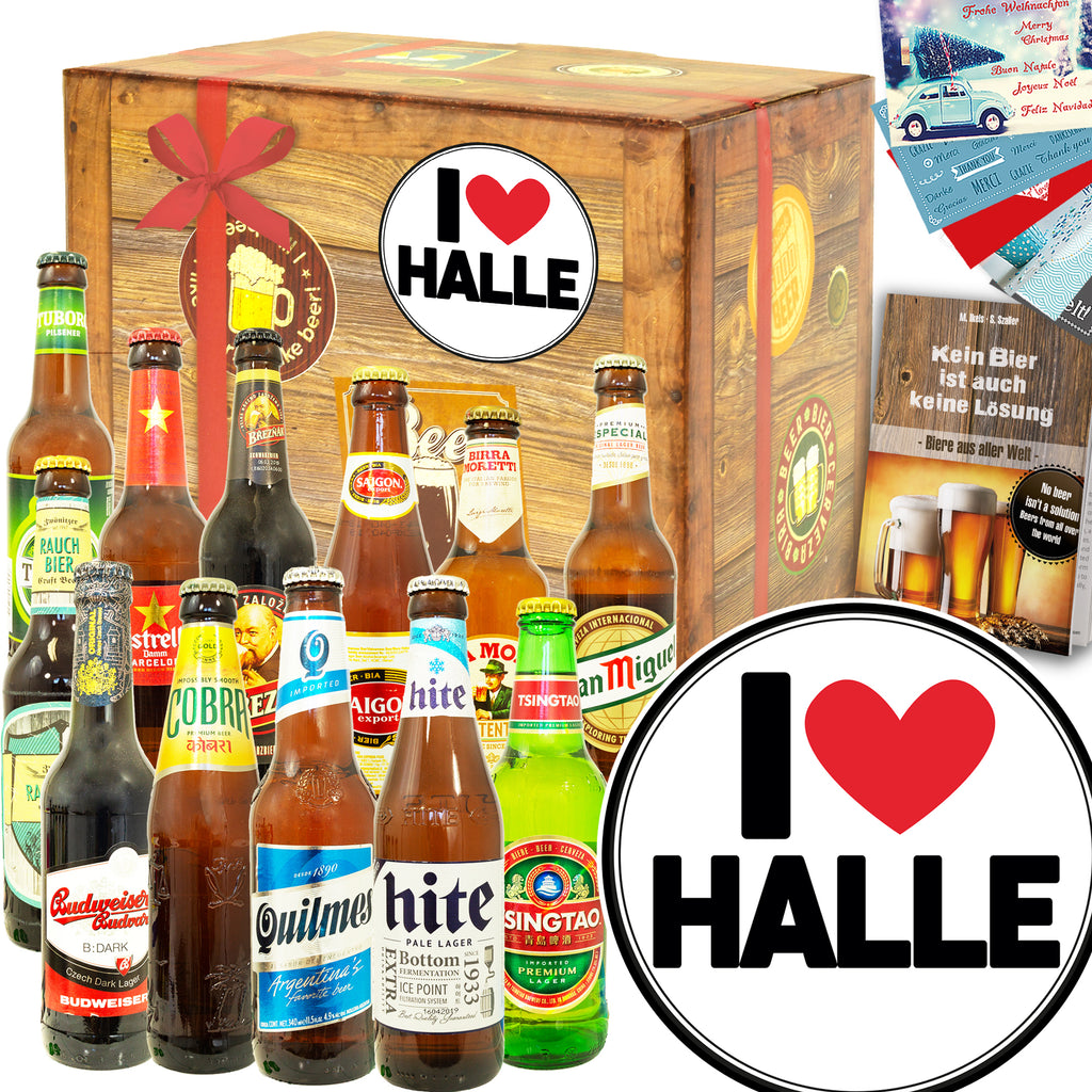 I love Halle | 12 Länder Bier International | Geschenkkorb