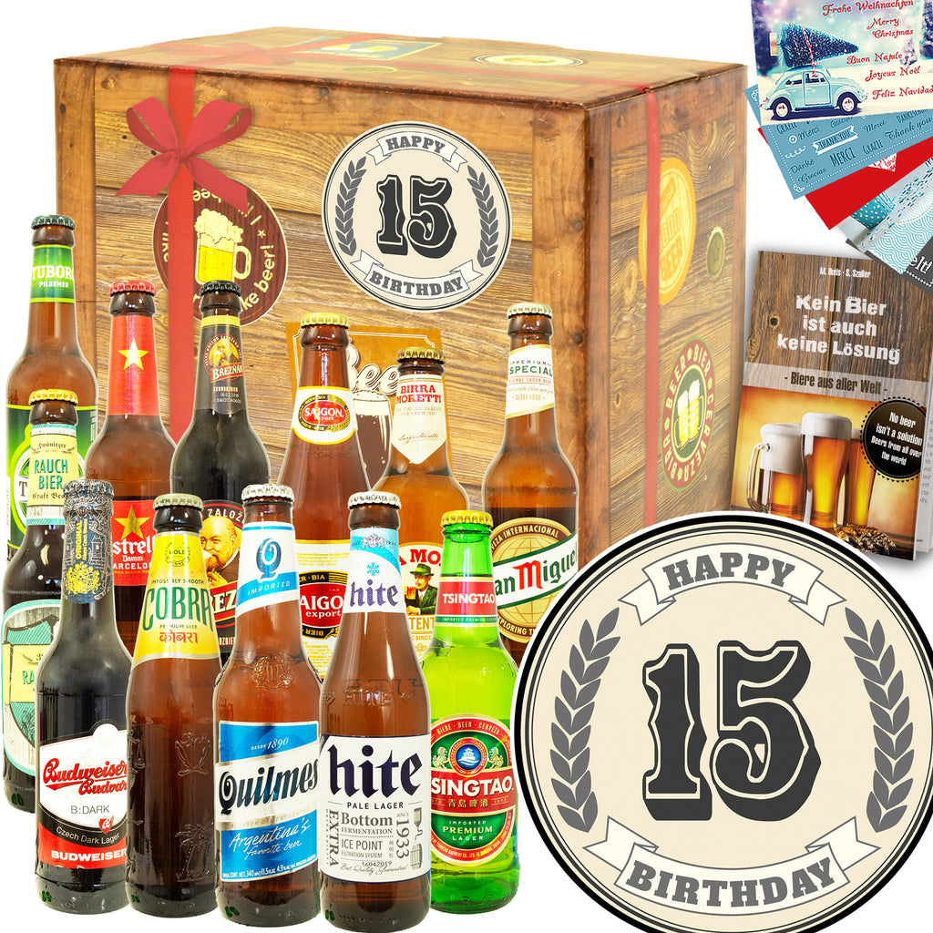 Geburtstag 15 | 12 Spezialitäten Bier aus aller Welt | Probierpaket
