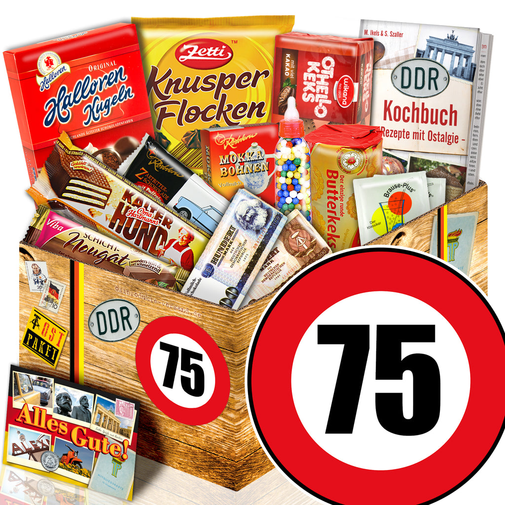 Zahl 75 - Süßigkeiten Set DDR L - monatsgeschenke.de