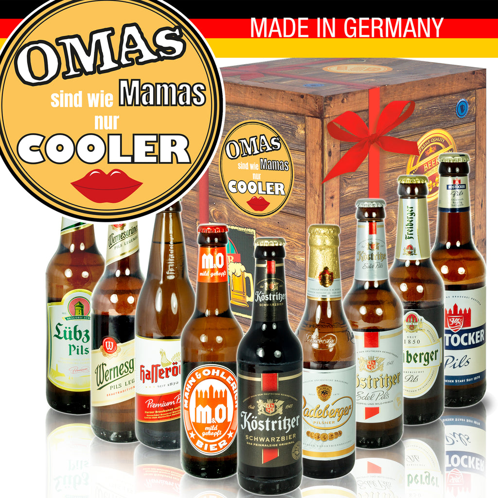 Omas sind wie Mamas nur cooler | 9x Bier Biere Ostdeutsch | Geschenk Set