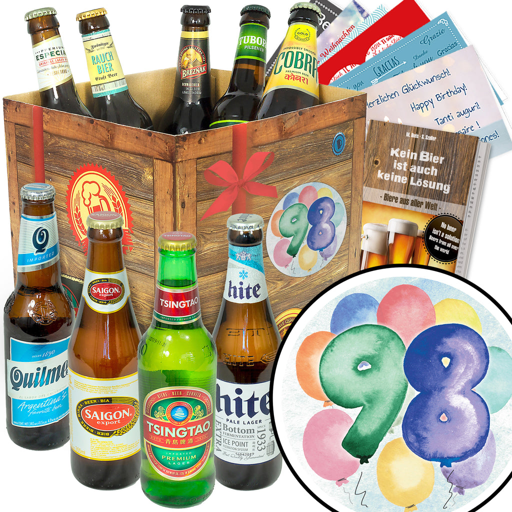 Geburtstag 98 | 9 Biersorten Biere der Welt Exoten | Bier Geschenk
