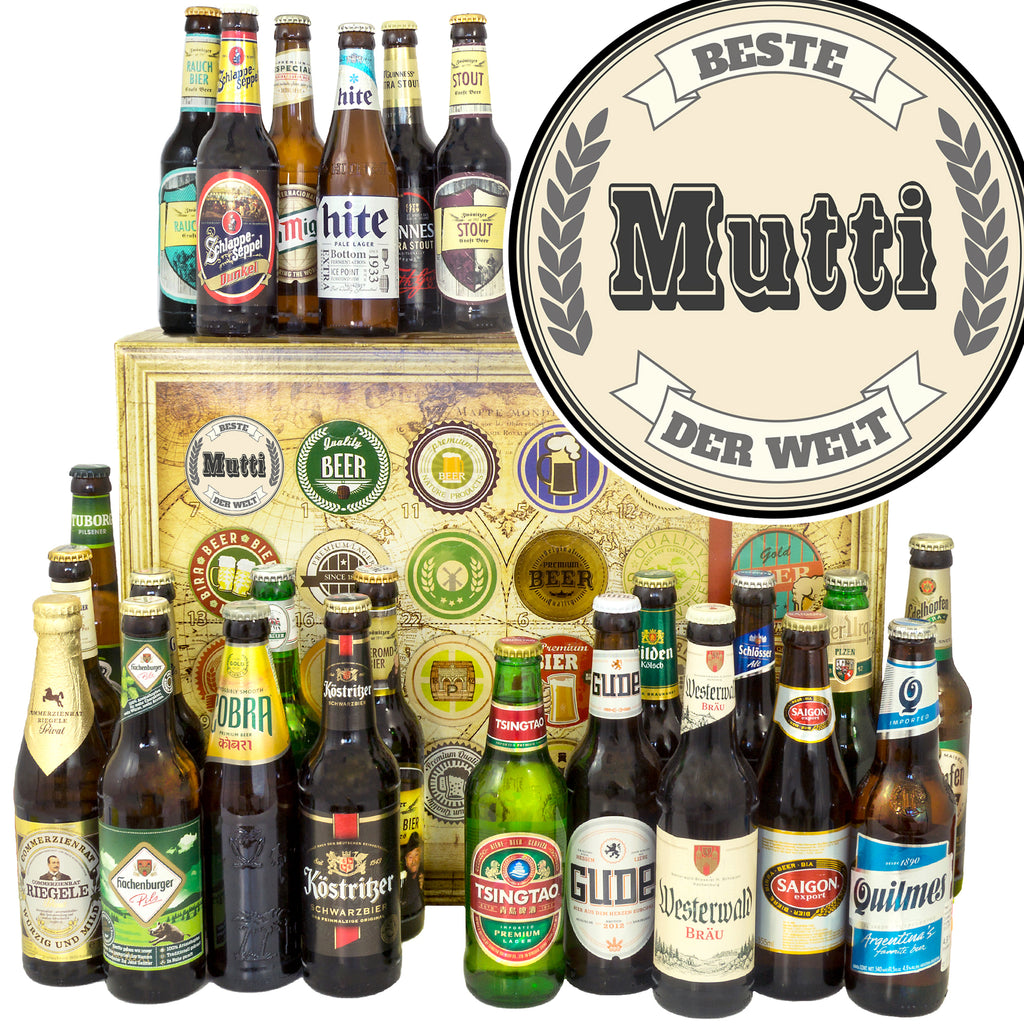 Beste Mutti | 24 Flaschen Biere Welt und Deutschland | Biergeschenk