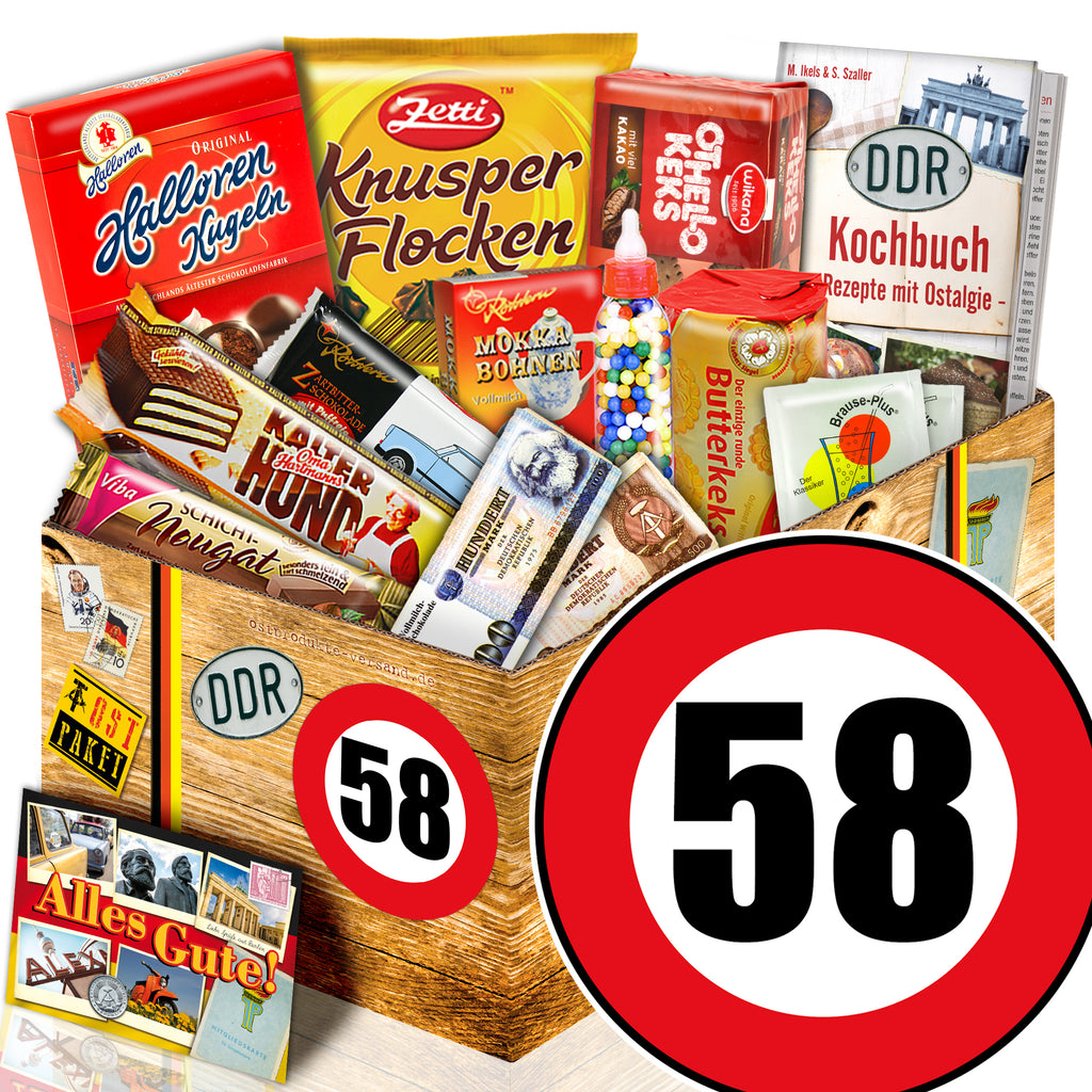 Zahl 58 - Süßigkeiten Set DDR L - monatsgeschenke.de