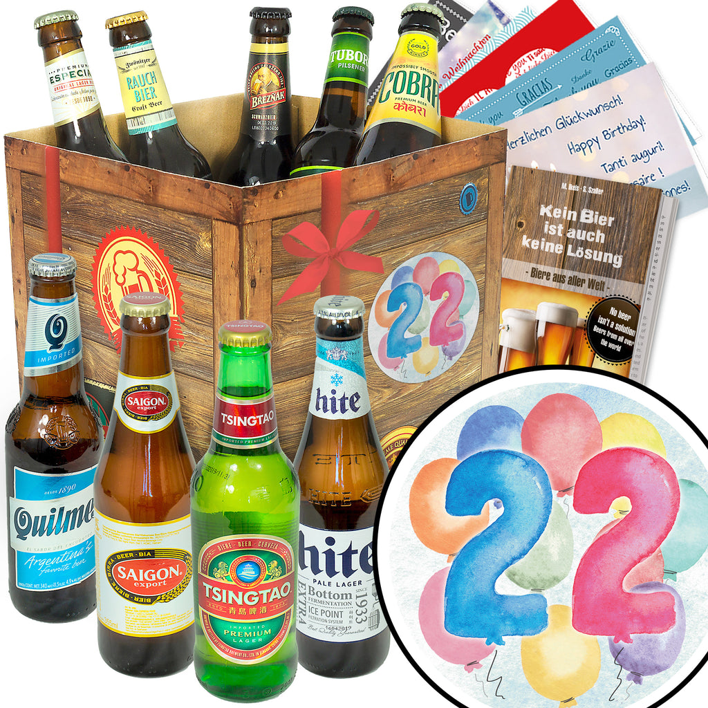 Geburtstag 22 | 9x Bier International | Bier Geschenk