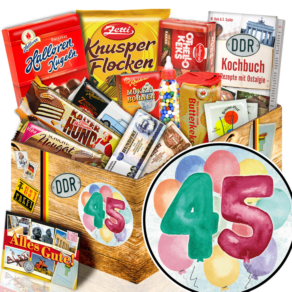 Zahl 45 - Süßigkeiten Set DDR L - monatsgeschenke.de