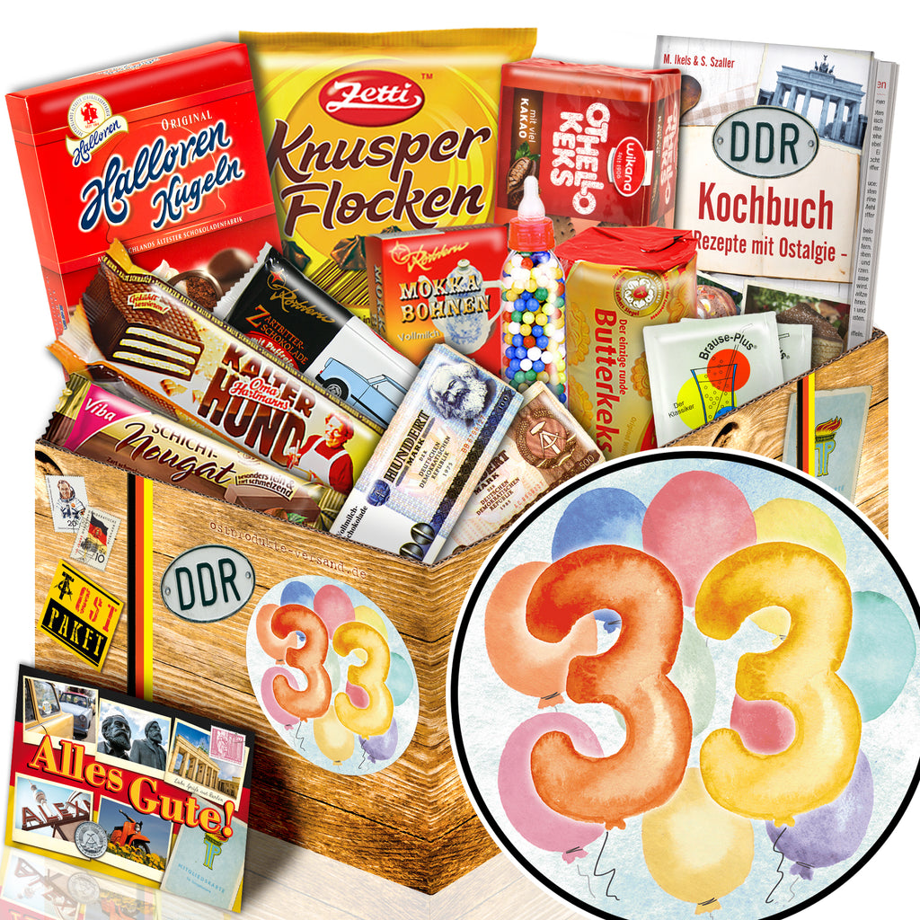 Zahl 33 - Süßigkeiten Set DDR L - monatsgeschenke.de