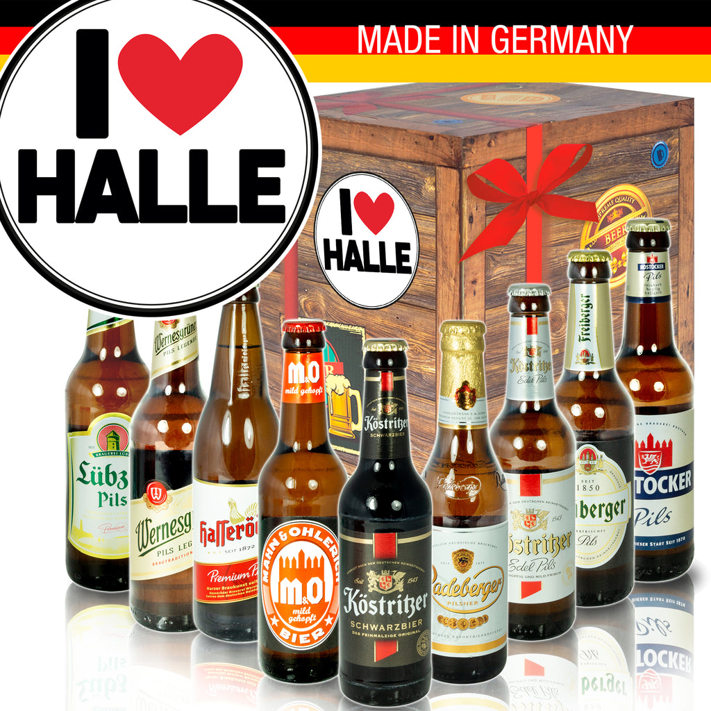 I love Halle | 9x Biere Ostdeutsch | Bier Geschenk