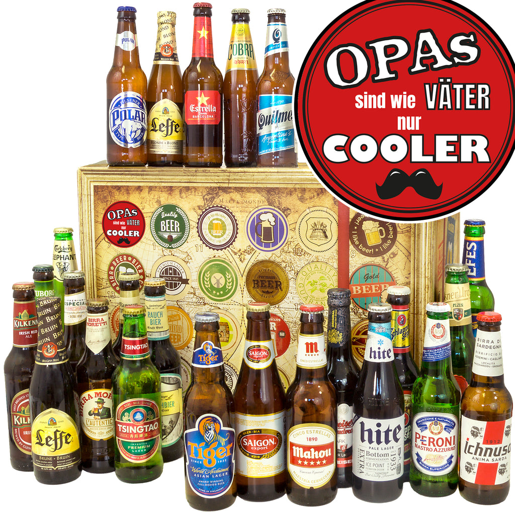 Opas sind wie Väter nur cooler | 24x Bier International | Geschenkkorb