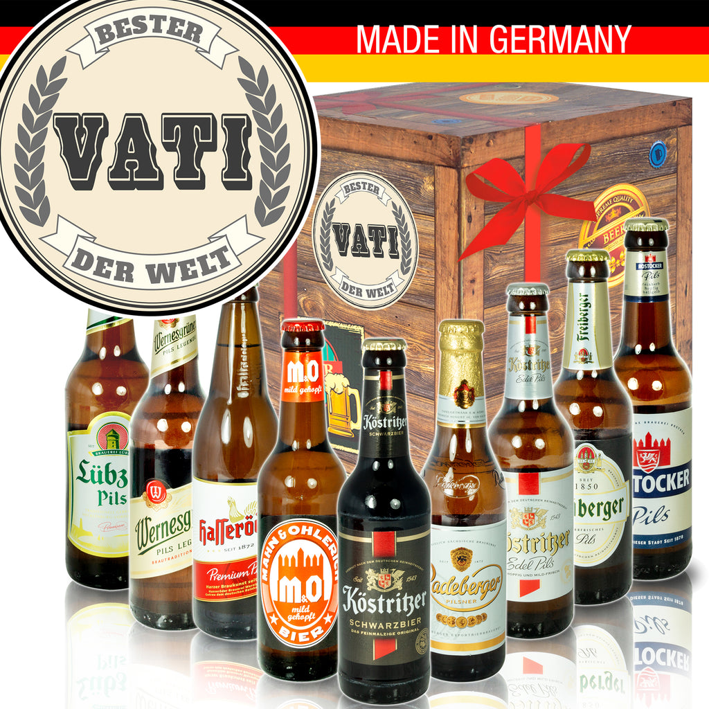 Bester Vati der Welt | 9x Bier Biere Ostdeutsch | Geschenkkorb