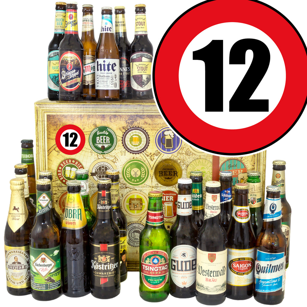 Zahl 12 | 24x Bier Bier aus Welt und Deutschland | Bierpaket
