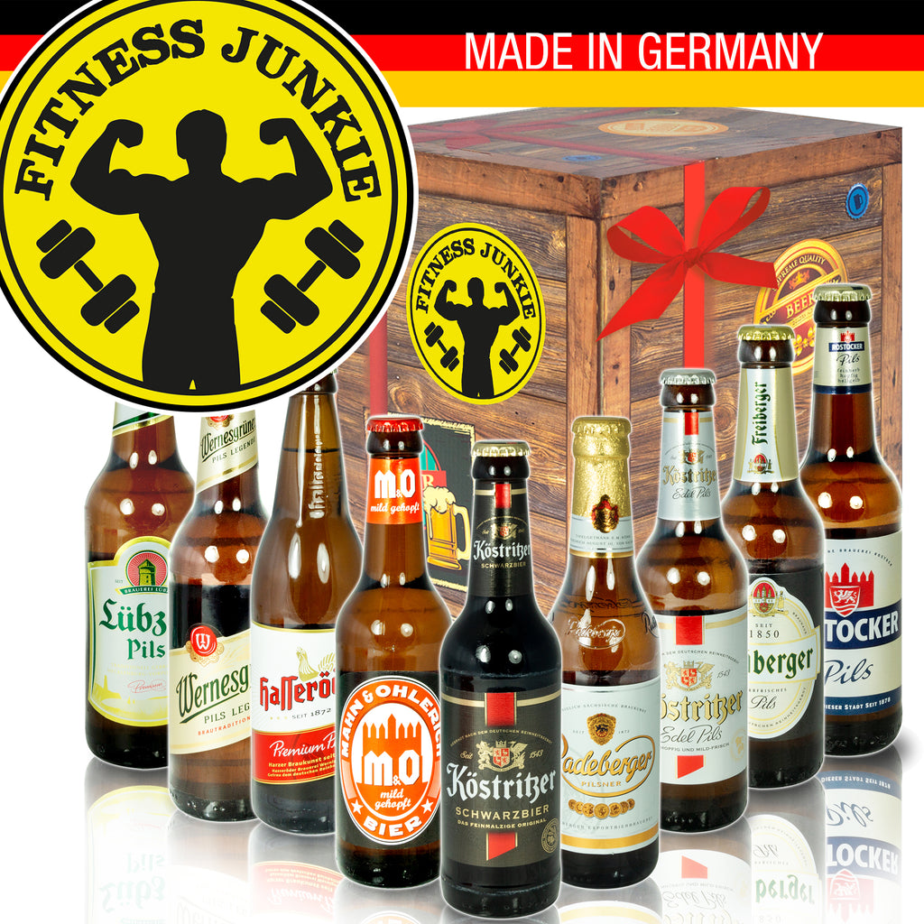 Fitnessjunkie | 9 Flaschen Biere Ostdeutsch | Bier Geschenk