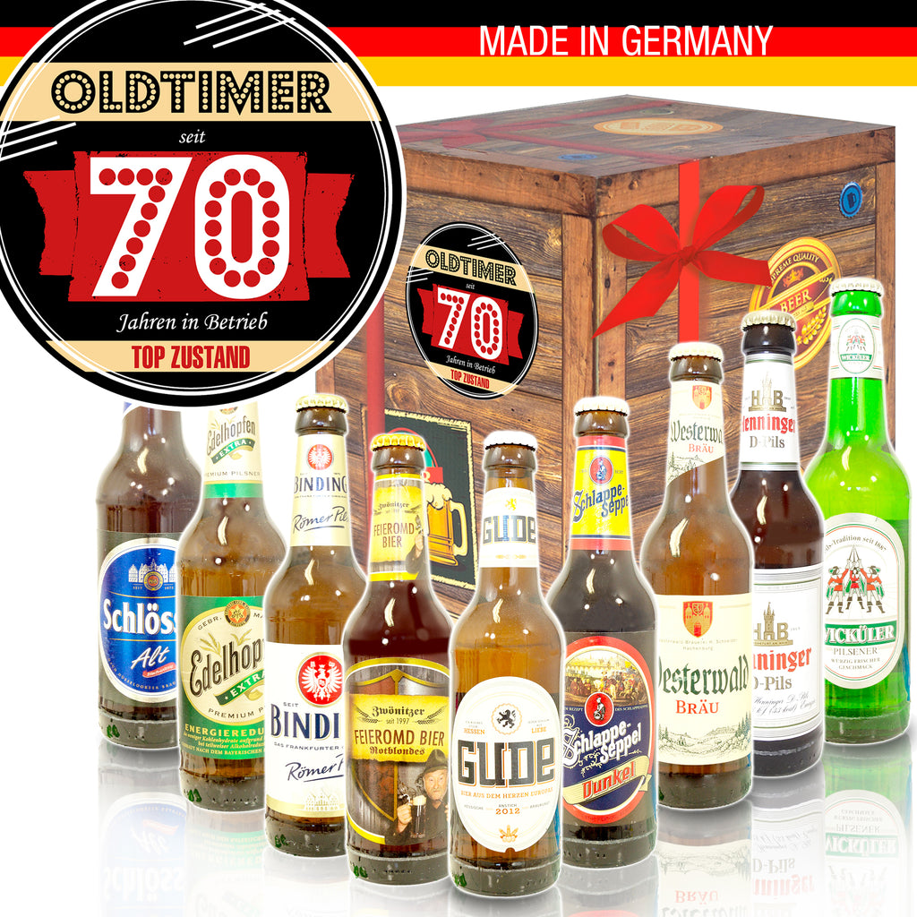 Oldtimer 70 | 9 Flaschen Biere Deutschland | Geschenk Box