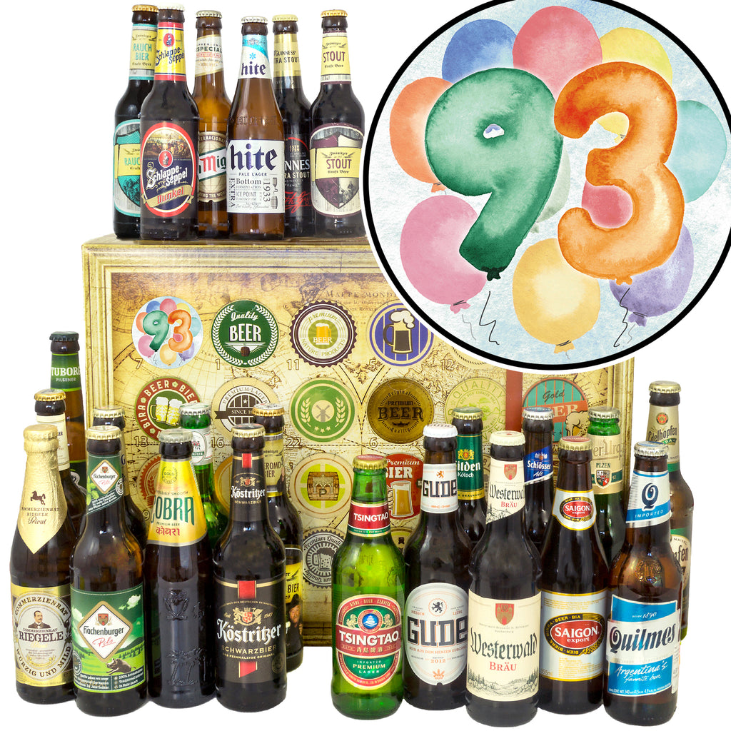 Geburtstag 93 | 24x Bier aus Welt und Deutschland | Box